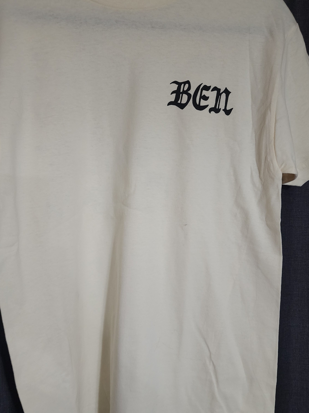 Sony White Short-Sleeve T-Shirt with Black 'BEN' Chest Print